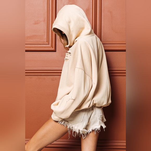 BiBi Laser Cut Long Sleeve Half Zip Hoodie - Picture 4 of 4